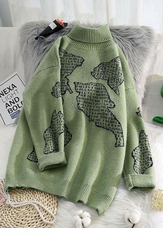 Chunky orange crane tops high neck oversize wild knitwear - SooLinen