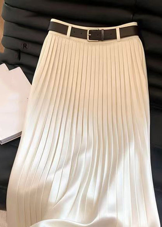 Classy Champagne High Waist Maxi Pleated Skirts