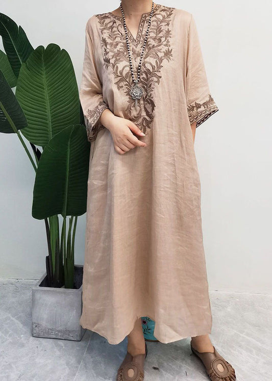 Classy Purple Embroideried Patchwork Linen Dress Two Pieces Set Summer