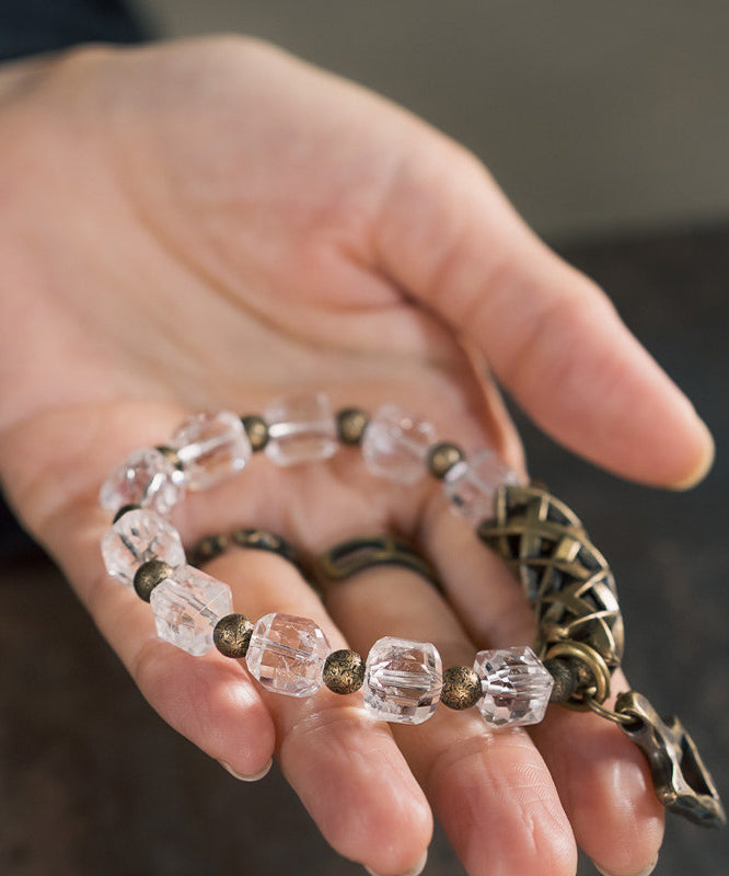 Classy White Alloy Crystal Unisex Charm Bracelet