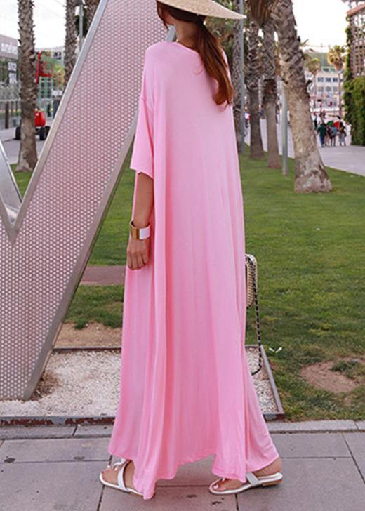 Classy o neck Batwing Sleeve cotton dresses black cotton robes Dresses - SooLinen