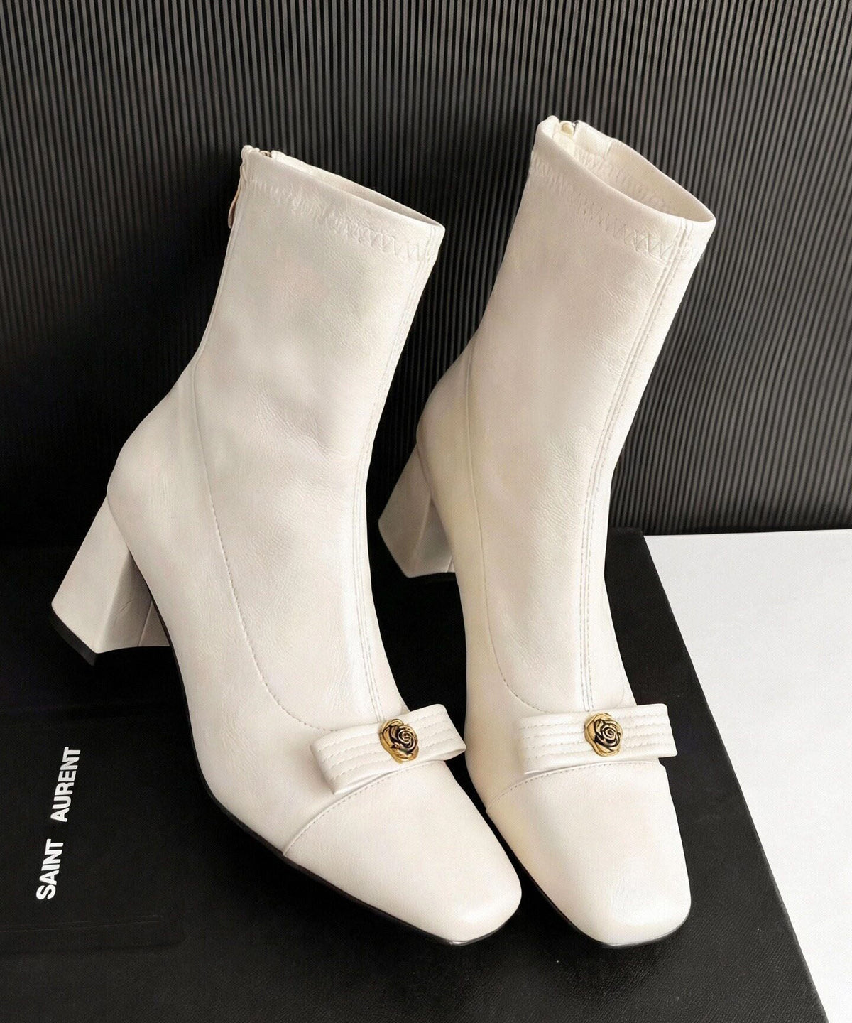 Comfortable Chunky Boots White Faux Leather