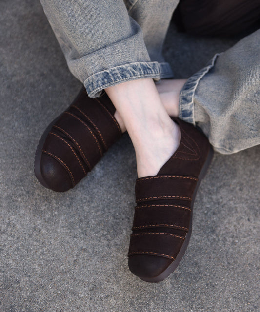 Comfortable Khaki Penny Loafers Women Splicing