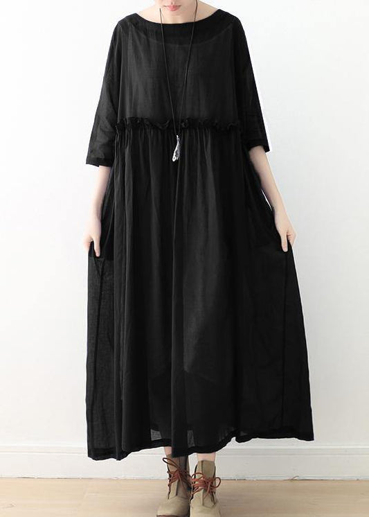 Comfy Royal Blue Half Sleeve Chiffon Loose Summer Ankle Dress - SooLinen