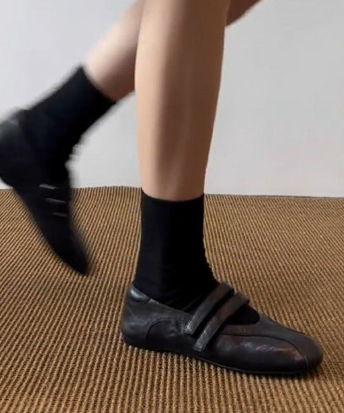 Cowhide Leather Flat Feet Shoes Buckle Strap Flats