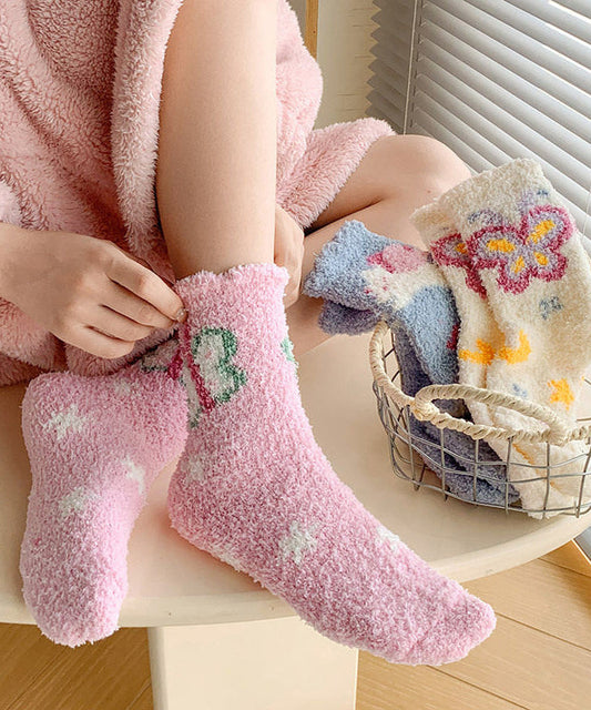 Cute And Sweet Coral Velvet Thick Mid Calf Socks
