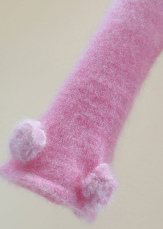 Cute Pink Floral Thick Cotton Knit Sweaters Winter
