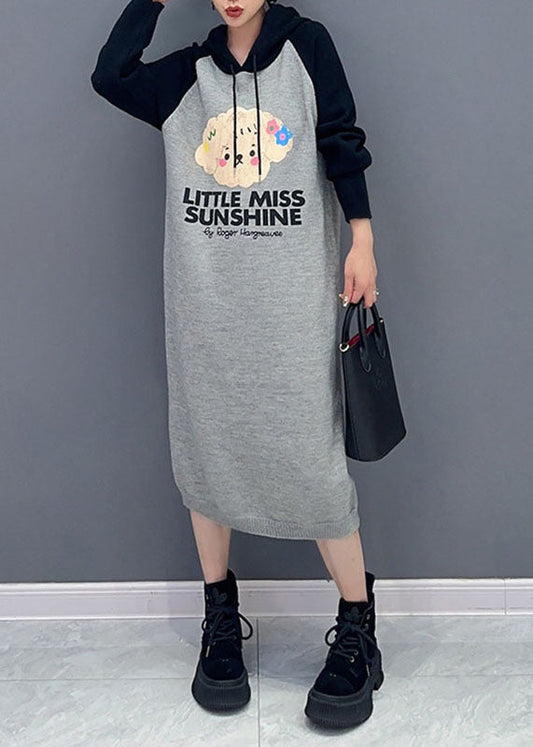 Cute Pink Print Wrinkled Knit Maxi Sweater Dresses Long Sleeve