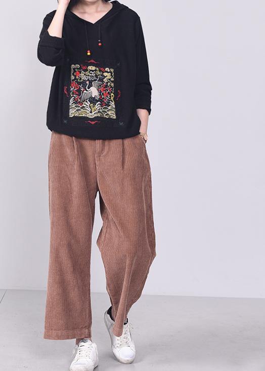 Cute hooded knitted outwear Loose fitting wild knitwear black - SooLinen