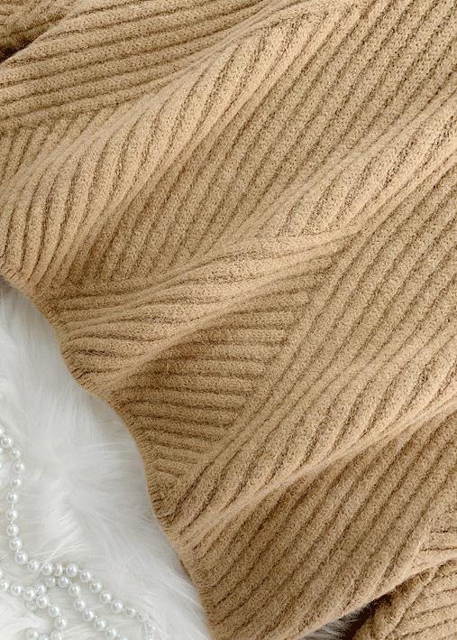 Cute yellow knit blouse high neck plus size fall knit tops - SooLinen