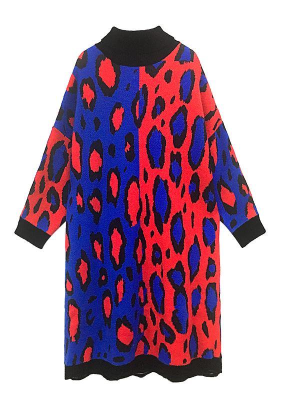 Cute yellow prints Sweater knit top pattern Beautiful winter Big patchwork sweater dresses - SooLinen