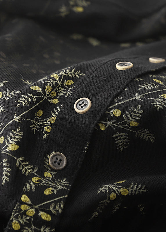 DIY Black Oversized Print Linen Maxi Dresses Spring