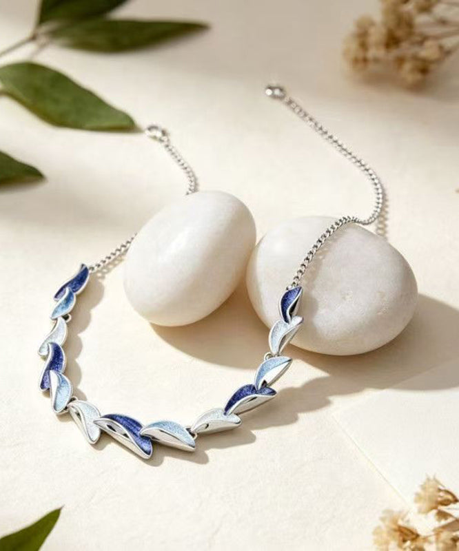 DIY Blue Stainless Steel Alloy Enamel Pendant Necklace