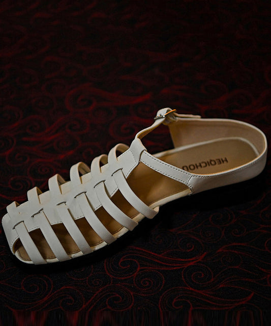 DIY Hollow Out Sandals White Faux Leather