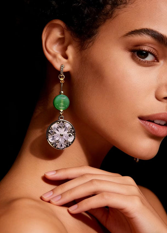 DIY Light Purple Zircon Classy Jade Drop Earrings