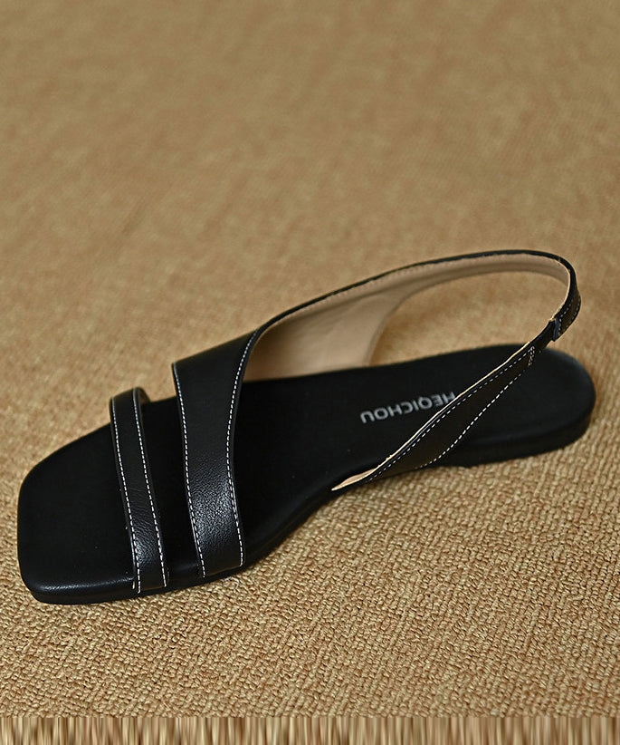 DIY Peep Toe Sandals Black Cowhide Leather