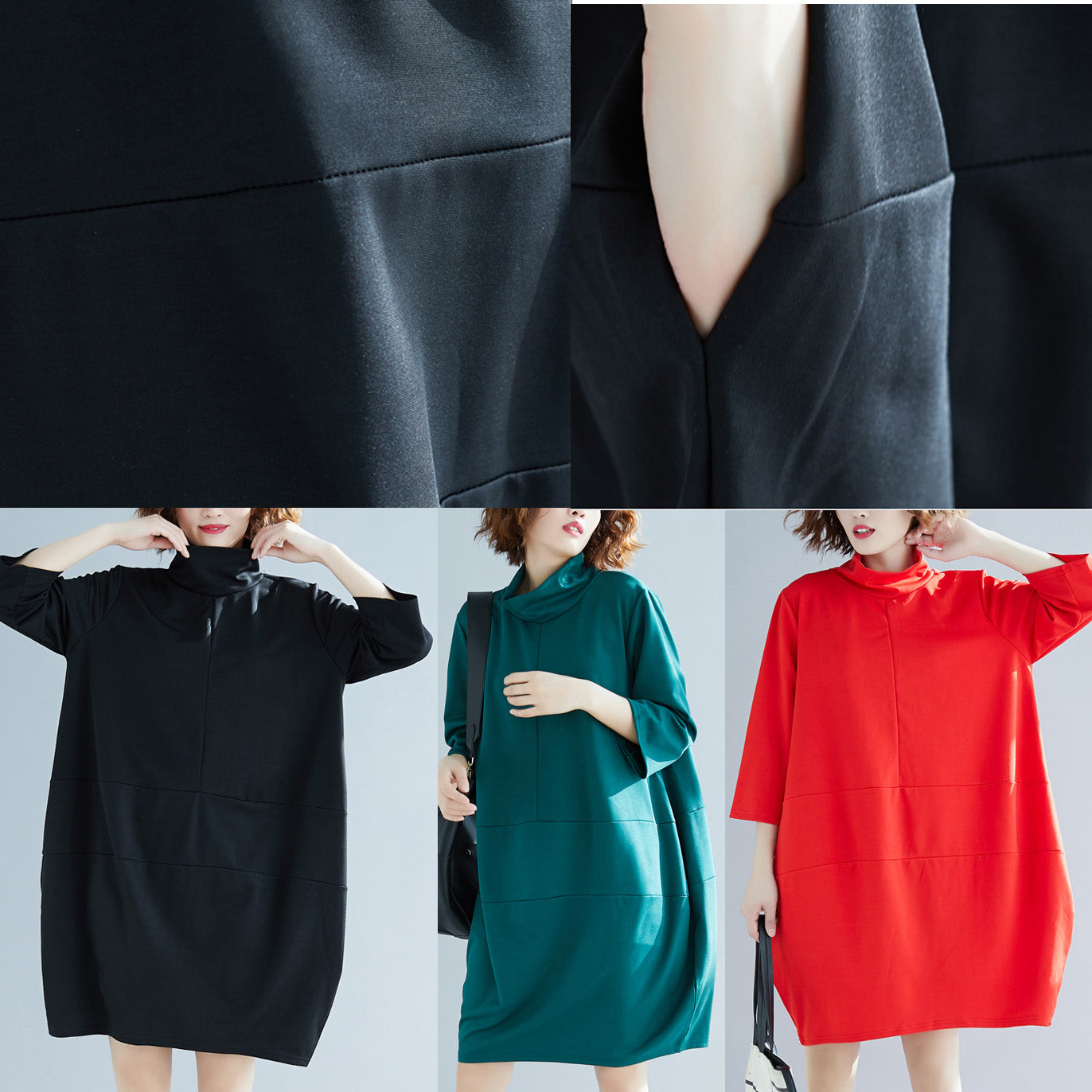 DIY black Cotton Tunics Fine Fashion Ideas bracelet sleeved daily high neck Dresses
