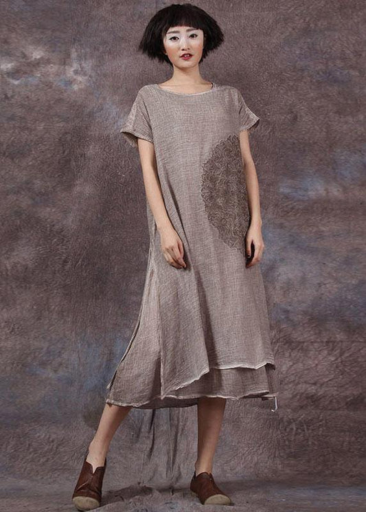 DIY layered cotton clothes For Women Catwalk white side open Dress summer - SooLinen