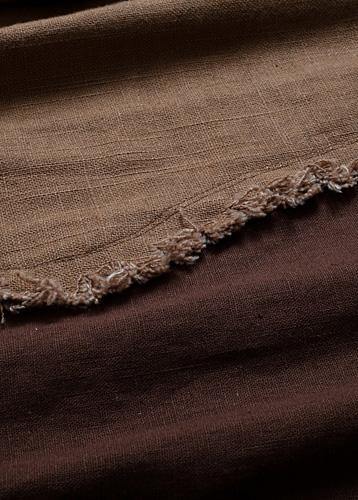 DIY o neck patchwork linen clothes For Women pattern chocolate Dresses fall - SooLinen