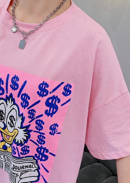 DIY white Cartoon print dresses o neck loose summer Dresses - SooLinen