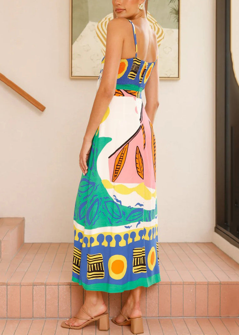 Elegant Blue V Neck Bow Side Open Long Dresses Sleeveless