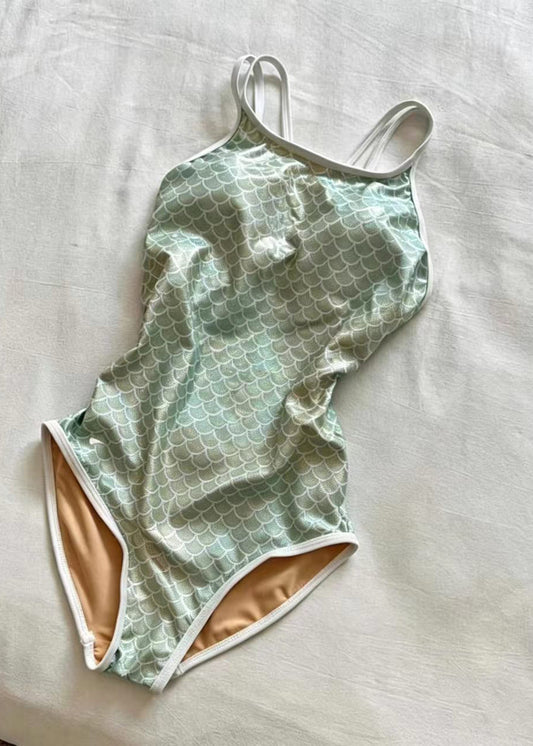 Elegant Green Print Backless Teddy Swimwear Bodysuit