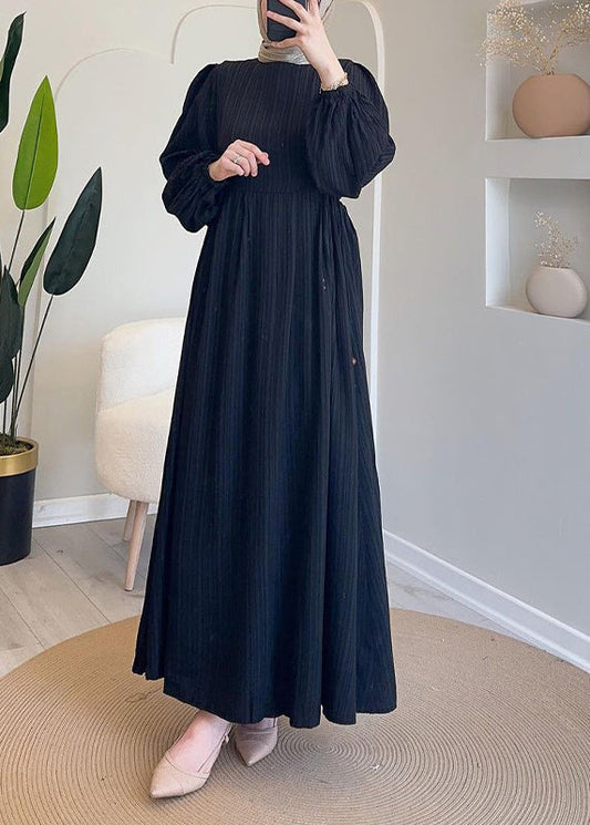 Elegant Green Wrinkled Lace Up Solid Long Dress Spring