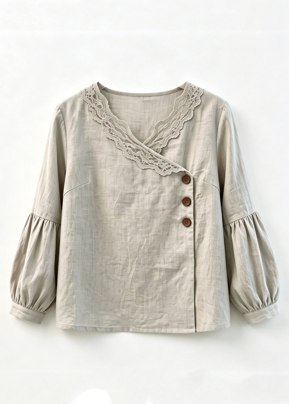 Elegant Grey Asymmetrical Button Solid Top Fall