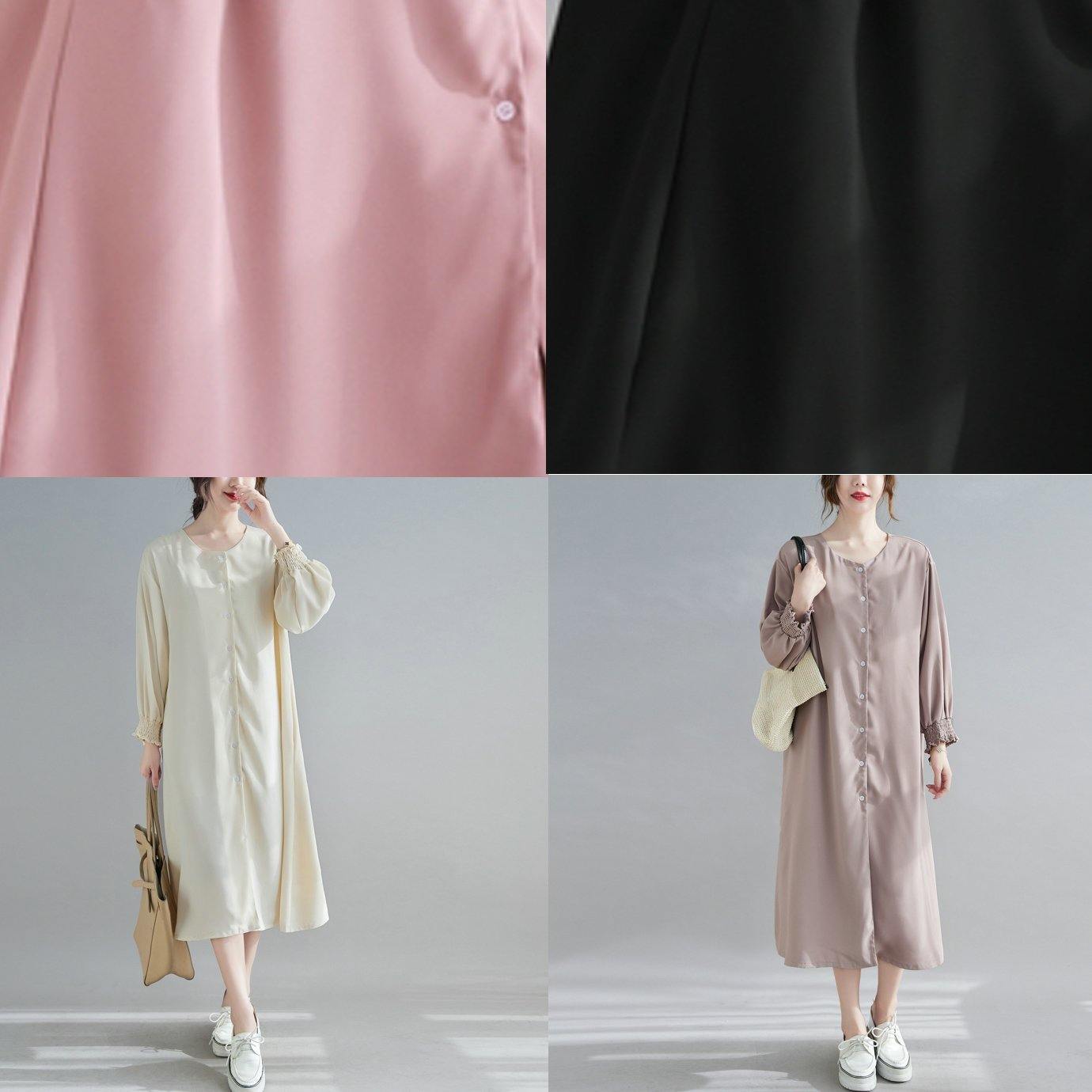 Elegant Nude Wardrobes O Neck Lantern Sleeve A Line Spring Dresses - SooLinen