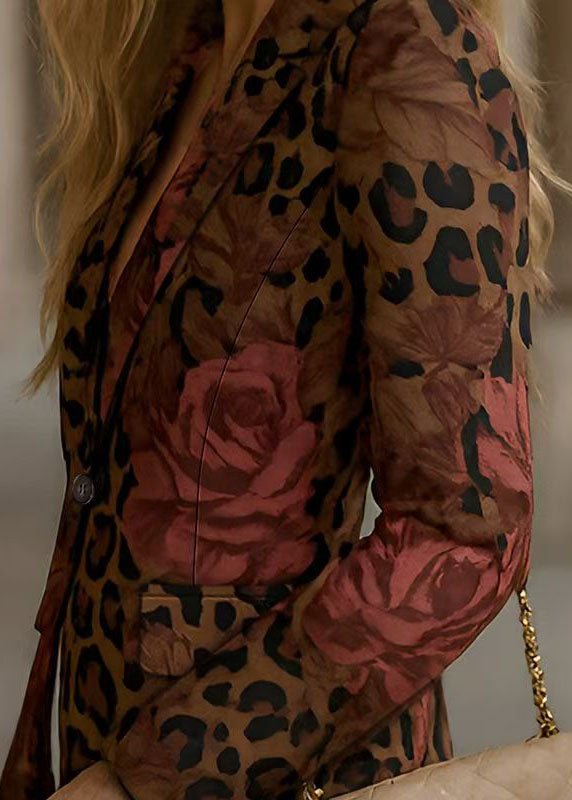 Elegant Peter Pan Collar Button Print Cotton Suit Coats Fall