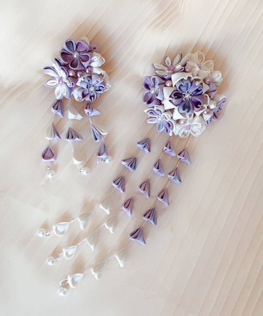 Elegant Pink Alloy Pearl Cherry Blossom Tassel Two-piece set Hairpin