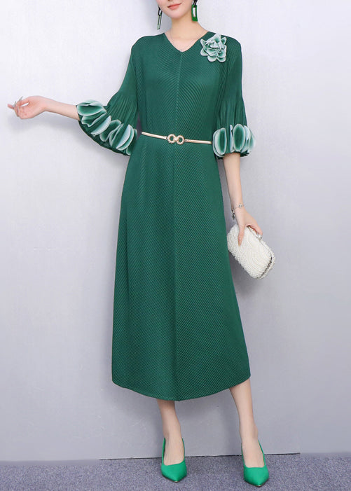 Elegant Romance Rose Dress Floral Accent Flutter Sleeves