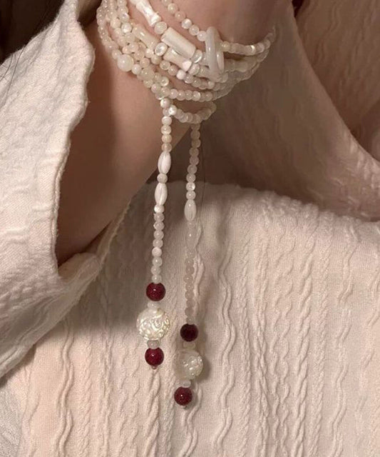 Elegant White Alloy Beading Agate Charm Bracelet