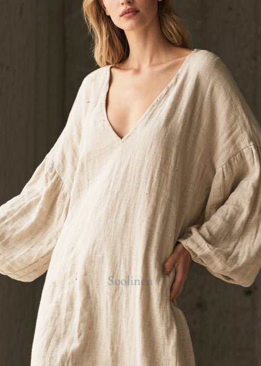 Elegant White V Neck Patchwork Faux Fur Maxi Dresses Fall