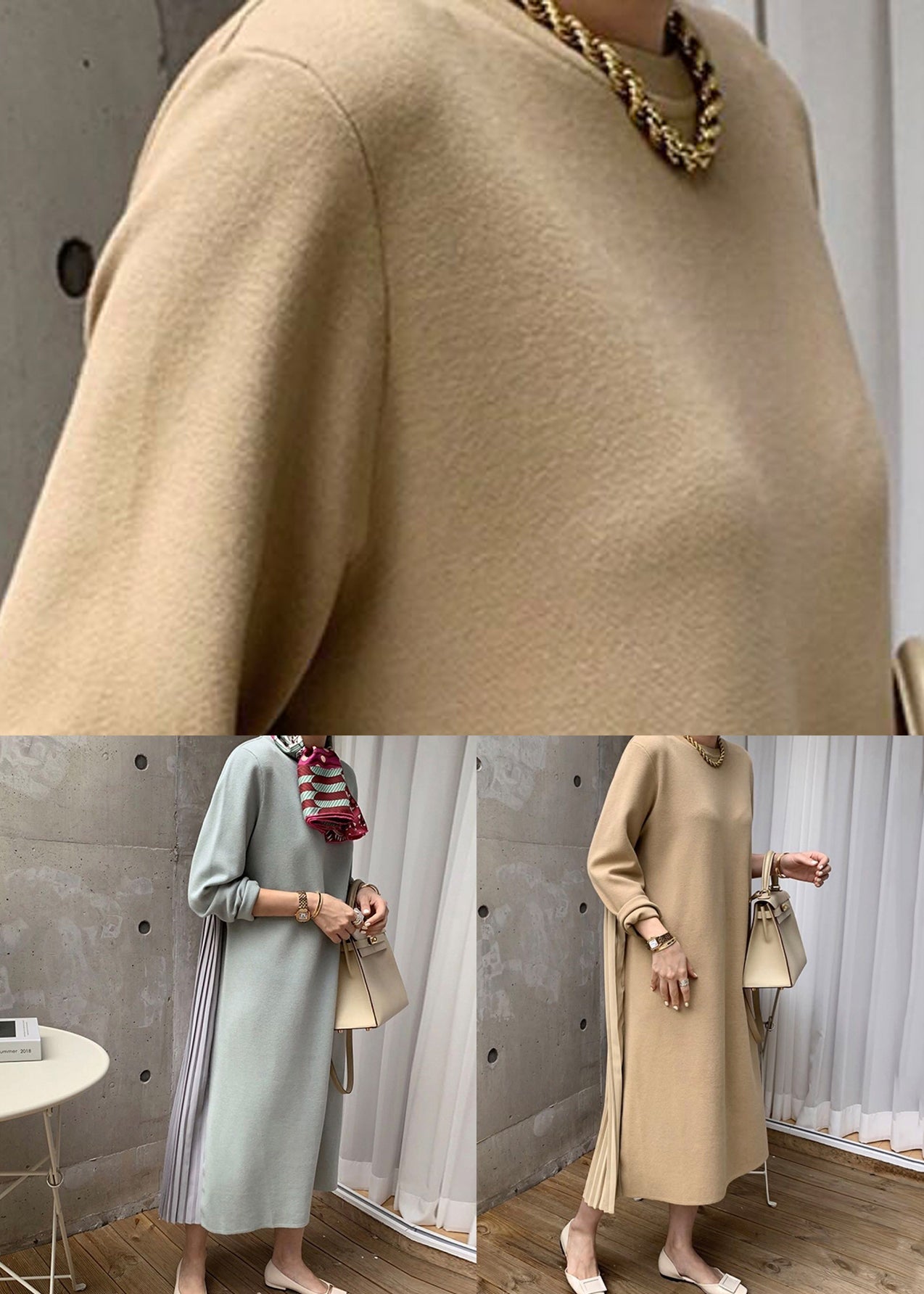 Elegant Yellow O Neck Wrinkled Patchwork Cotton Long Dress Winter