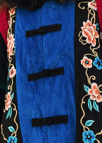 Elegant black down jacket woman Loose fitting embroidery down jacket side open New coats - SooLinen