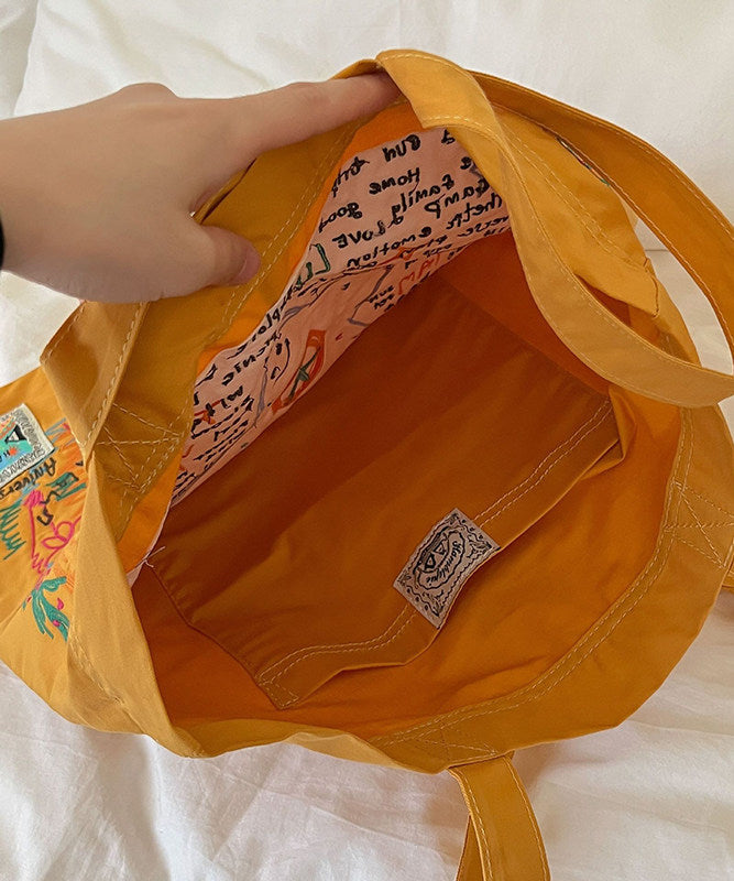 Ethnic Style Yellow Embroidery Star Cotton Shoulder Bags