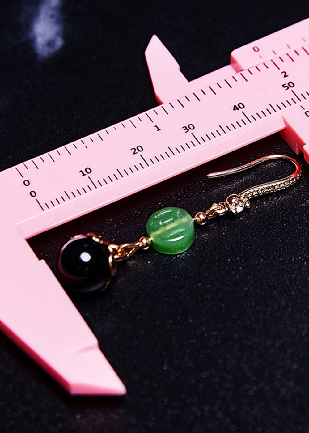 Fashion Black Agate Tassels Jade Drop Earrings
