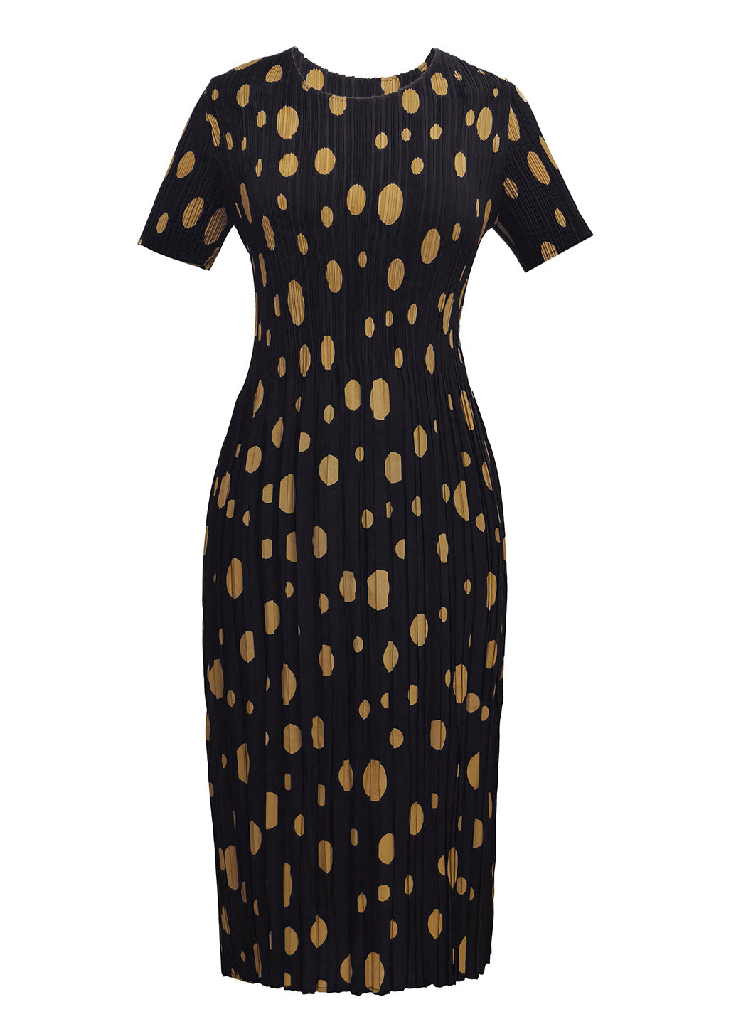 Fashion Black Cinched Dot Print Long Dresses Summer