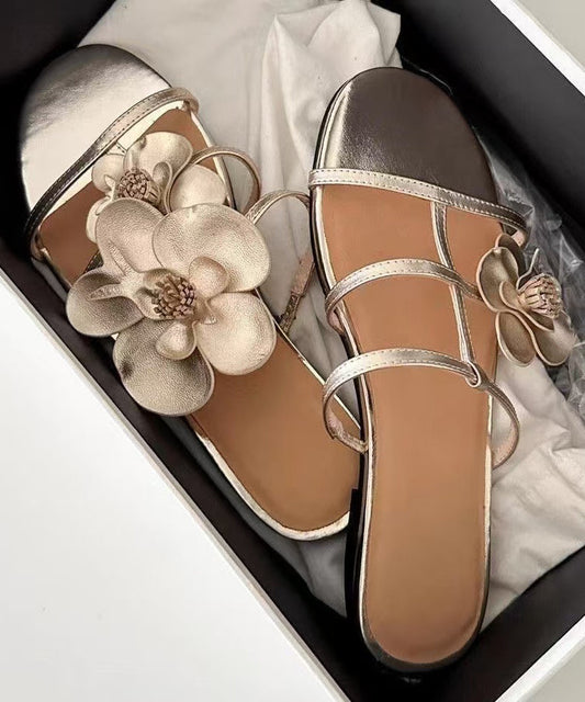 Fashion Black Floral Splicing Slide Sandals Peep Toe