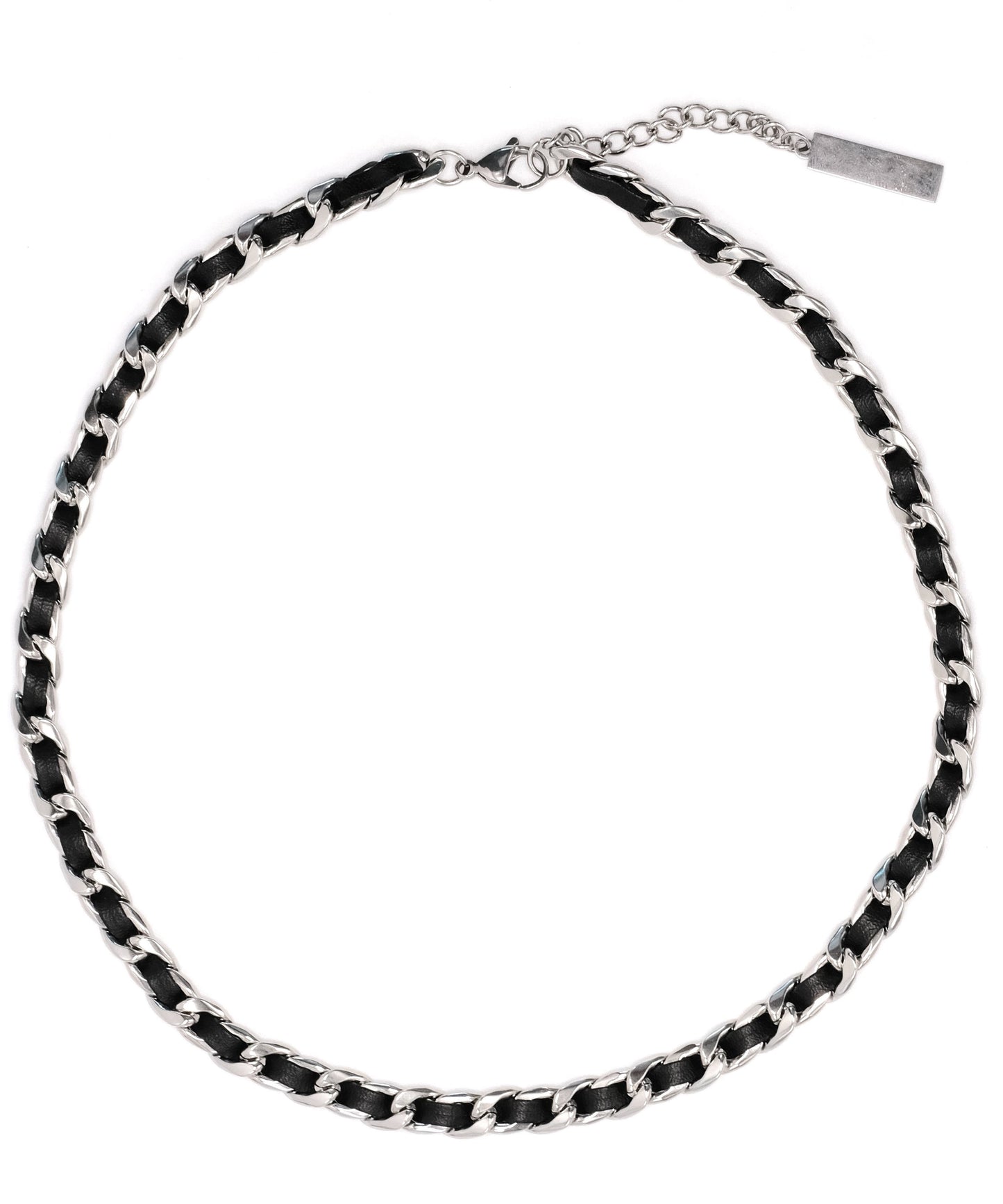 Fashion Black Leather Strap Adjustable Tungsten steel Choker