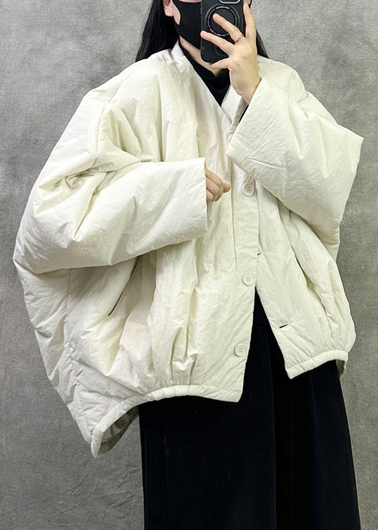 Fashion Black O Neck Button Fine Cotton Filled Jacket Winter