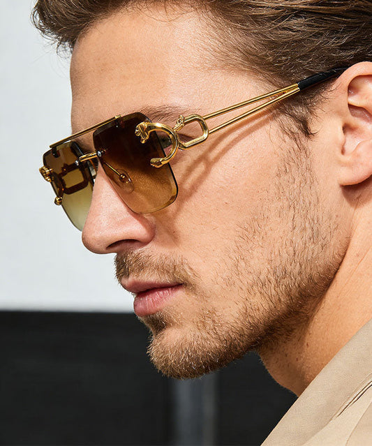 Fashion Black Personalized Metal Sunglasses