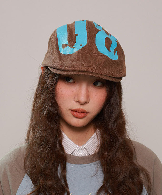 Fashion Brown Graphic Print Versatile Beret Hat