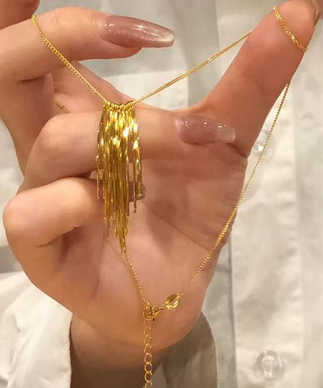 Fashion Gold Copper Overgild Tassel Pendant Necklace