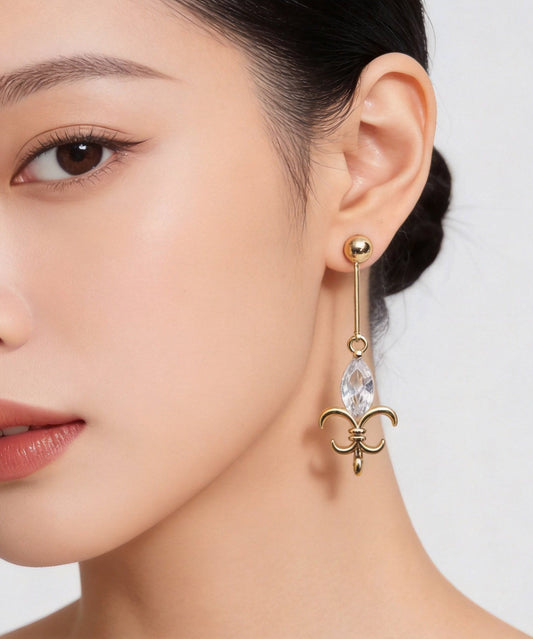 Fashion Gold Crystal Hollow Out Drop Earrings