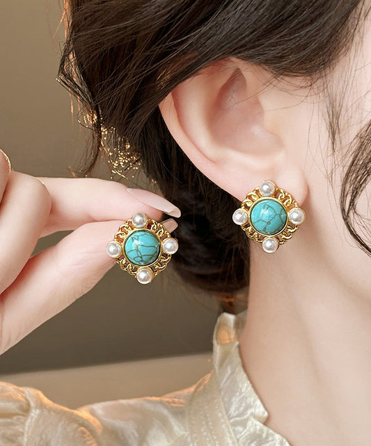 Fashion Gold Nail Bead Alloy Stud Earrings