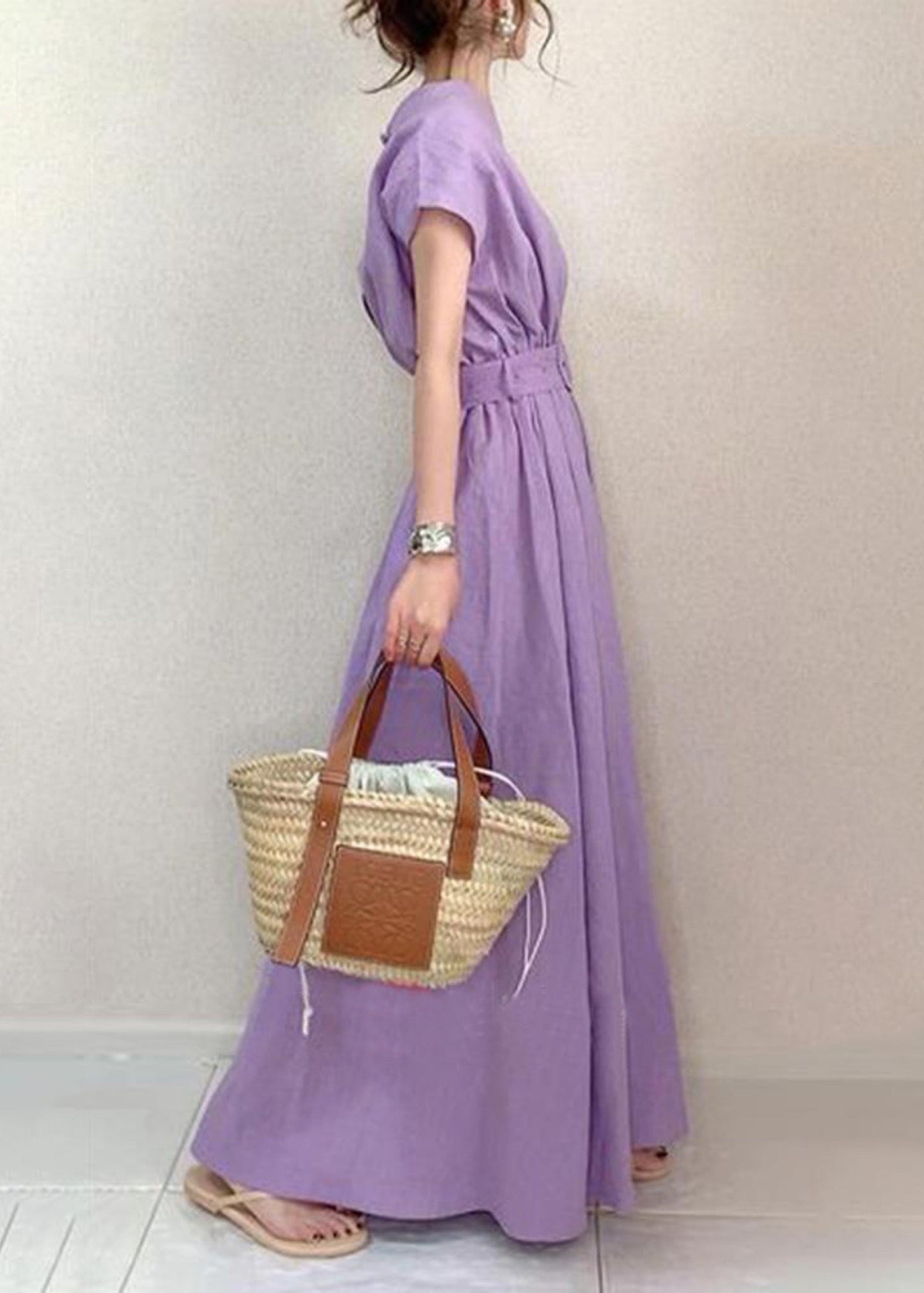 Fashion Lavender Tunic Exra Large Hem Cotton Ankle Dress Summer