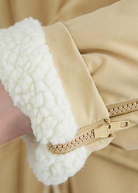 Fashion Loose fitting mid-length coats khaki Square Collar drawstring Woolen Coats - SooLinen