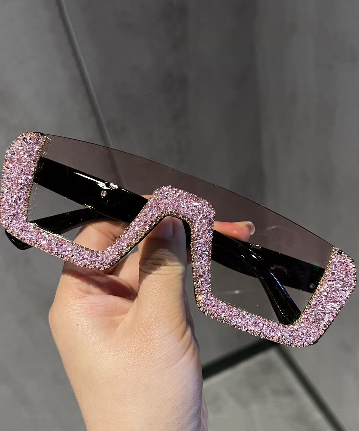 Fashion Multicolor Zircon Half Frame Sunglasses